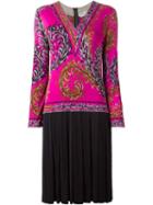 Emilio Pucci Vintage Foliage Print Pleated Dress, Women's, Pink/purple