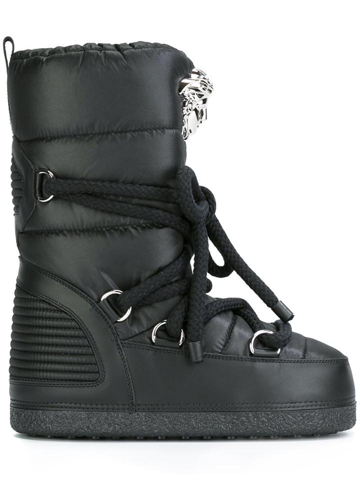 Versace 'palazzo' Snow Boots, Black, Cotton/polyester/leather