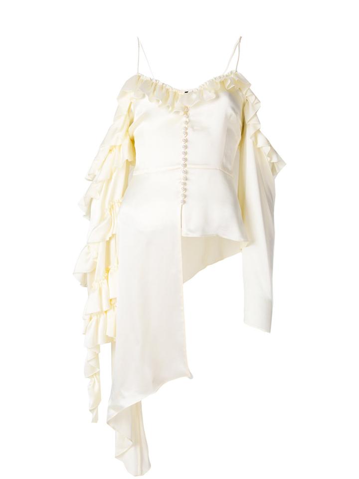 Magda Butrym Spaghetti Strap Asymmetric Blouse - Nude & Neutrals