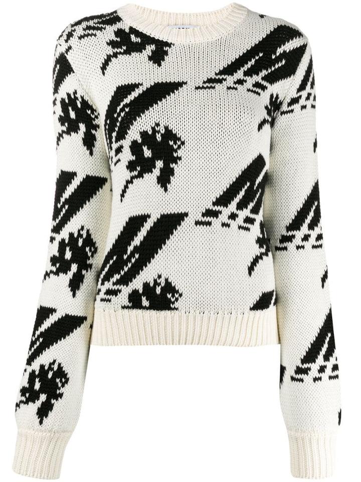 Msgm Logo Pattern Knit Jumper - White