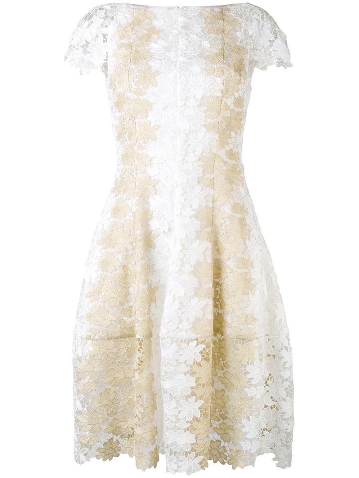 Talbot Runhof - Floral Embroidered Dress - Women - Polyester/acetate/cupro/metallic Fibre - 34, White, Polyester/acetate/cupro/metallic Fibre