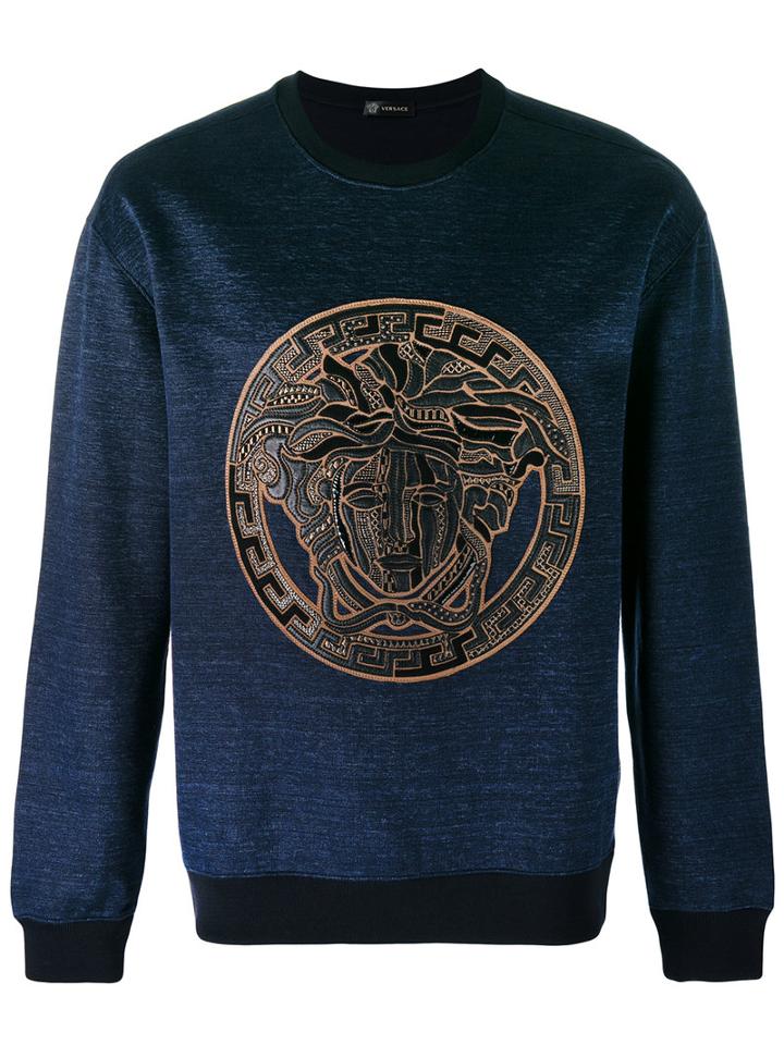 Versace - Medusa Sweatshirt - Men - Cotton/linen/flax/polyamide/spandex/elastane - M, Blue, Cotton/linen/flax/polyamide/spandex/elastane