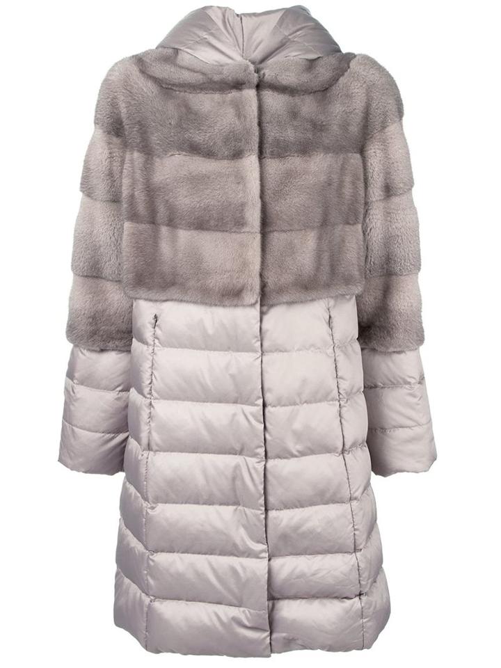 Liska Mink Fur Panel Puffer Coat, Women's, Size: Small, Nude/neutrals, Feather Down/mink Fur/polyester