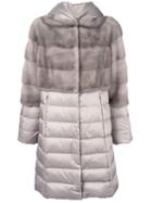 Liska Mink Fur Panel Puffer Coat, Women's, Size: Small, Nude/neutrals, Feather Down/mink Fur/polyester