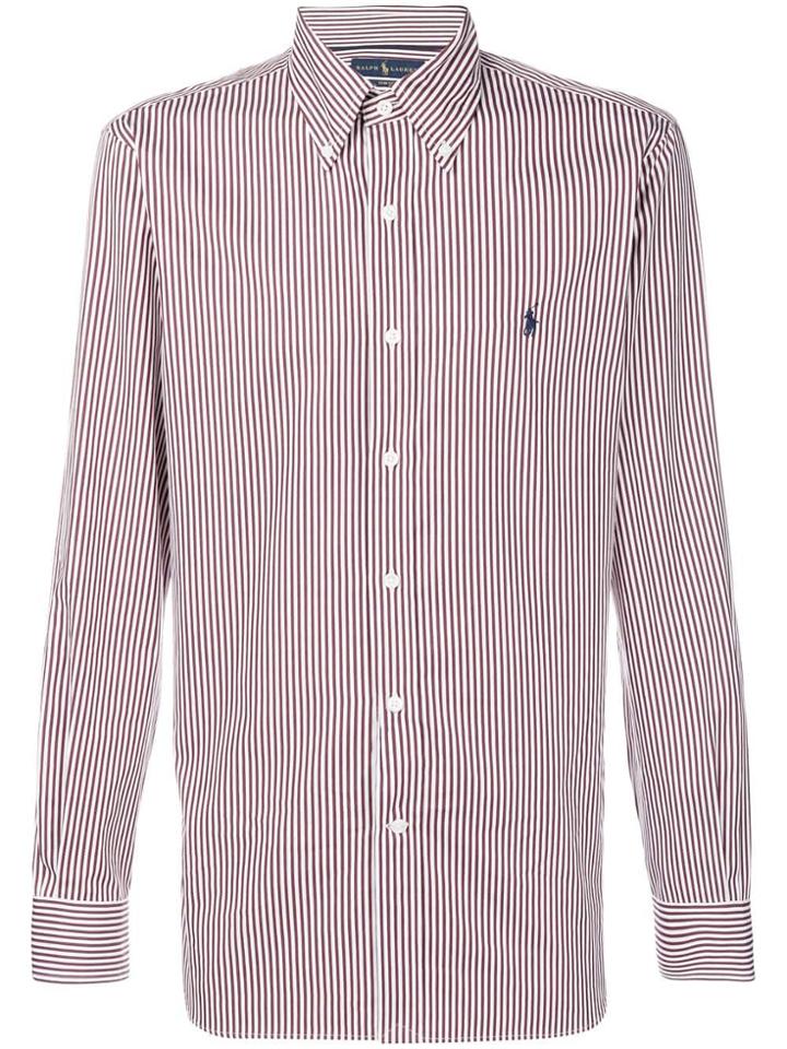 Ralph Lauren Logo Striped Fitted Shirt - Red