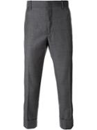 Paolo Pecora Turn-up Hem Cropped Trousers, Men's, Size: 52, Grey, Acetate/viscose/virgin Wool