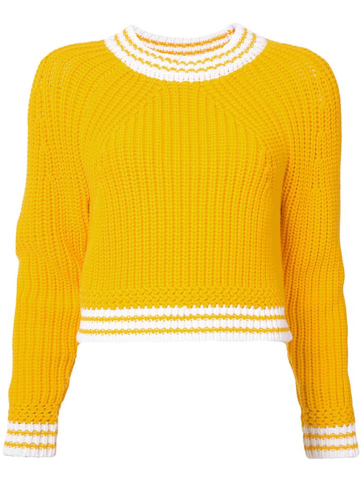 Milly - Fisherman Knit Sweater - Women - Cotton/polyimide - S, Yellow/orange, Cotton/polyimide