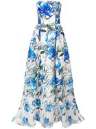 Carolina Herrera Floral Strapless Gown - Blue