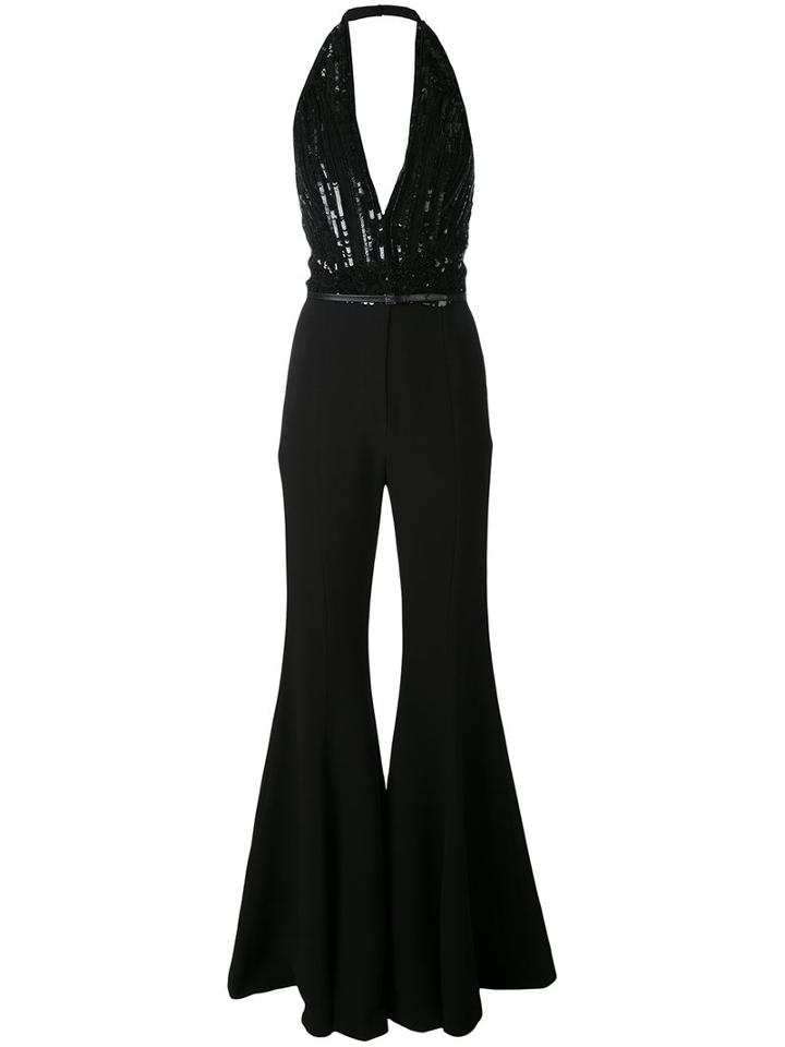 Contrast Jumpsuit - Women - Silk/polyamide/acetate/viscose - 38, Black, Silk/polyamide/acetate/viscose, Elie Saab
