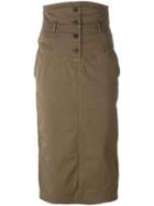 No21 Straight Midi Skirt, Women's, Size: 40, Brown, Cotton