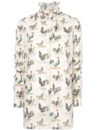 Carven Rooster Print Shirt - Nude & Neutrals