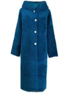 Liska Hooded Oversized Coat - Blue