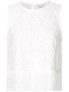 Derek Lam 10 Crosby Fringed Lace Top, Women's, Size: 0, White, Cotton/polyester