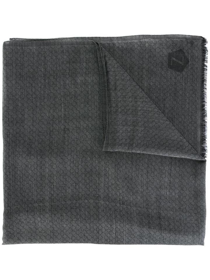 Z Zegna Frayed Edge Scarf, Grey, Modal/wool/silk
