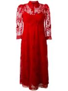 Simone Rocha Floral Embroidery Dress, Women's, Size: 6, Red, Polyamide/polyester/spandex/elastane/wool