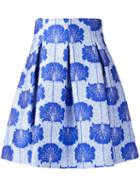 P.a.r.o.s.h. Floral Jacquard Skirt, Women's, Size: Medium, Blue, Polyester/polyamide/silk/viscose