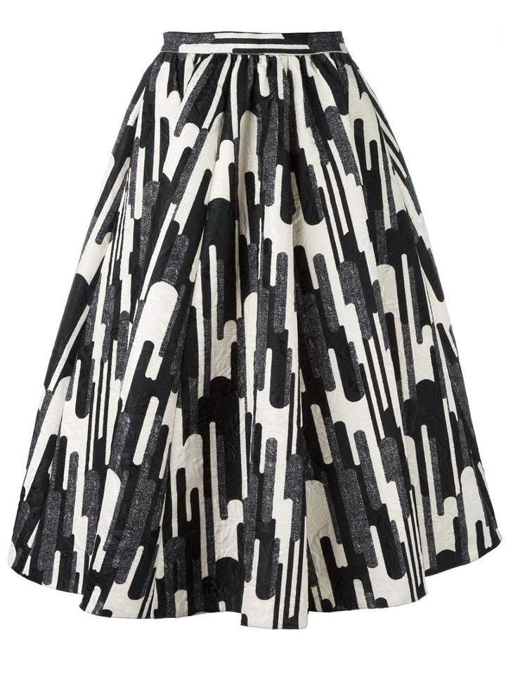 Blugirl Printed Midi Skirt, Women's, Size: 42, Black, Polyester/cotton
