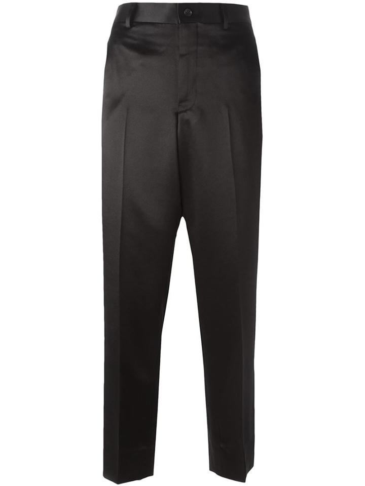 Comme Des Garçons Contrasting Band Straight Trousers, Women's, Size: Large, Black, Silk/cotton/nylon/wool