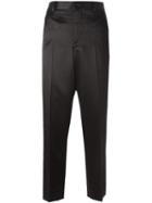 Comme Des Garçons Contrasting Band Straight Trousers, Women's, Size: Large, Black, Silk/cotton/nylon/wool