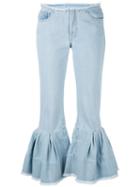 Marques'almeida - Flared Cuff Jeans - Women - Cotton - 12, Blue, Cotton