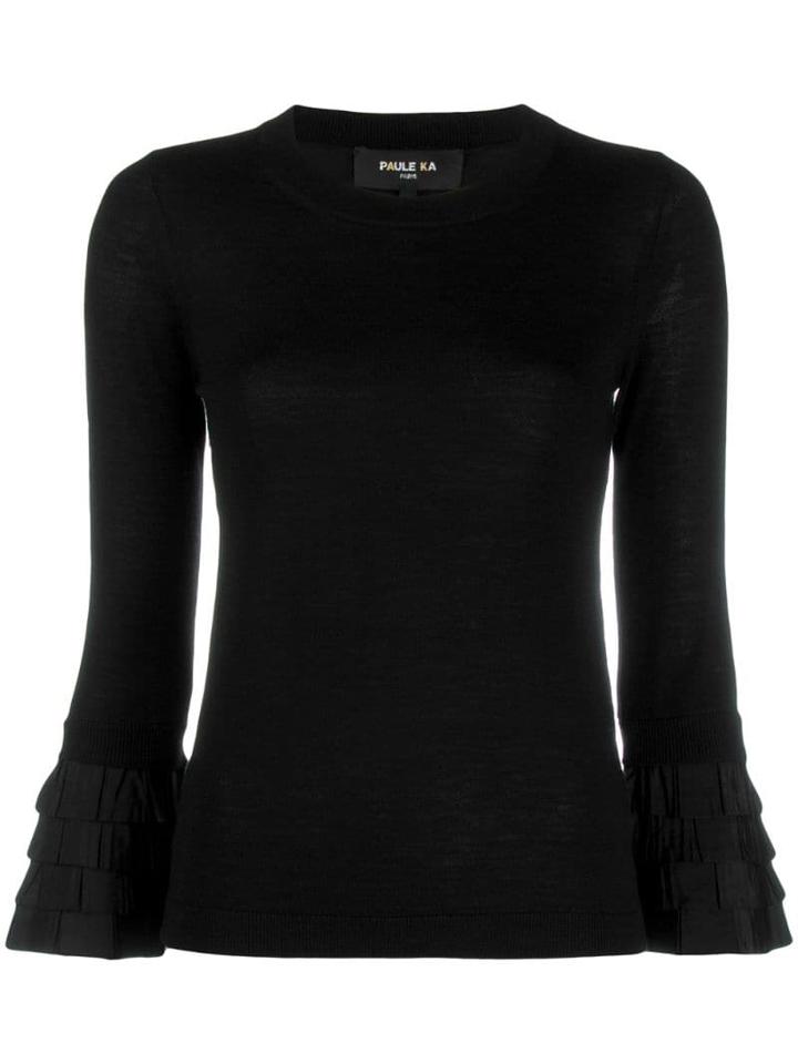 Paule Ka Pleated Cuffs Jumper - Black