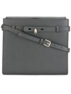 Valextra Grained Crossbody Bag, Women's, Grey, Calf Leather