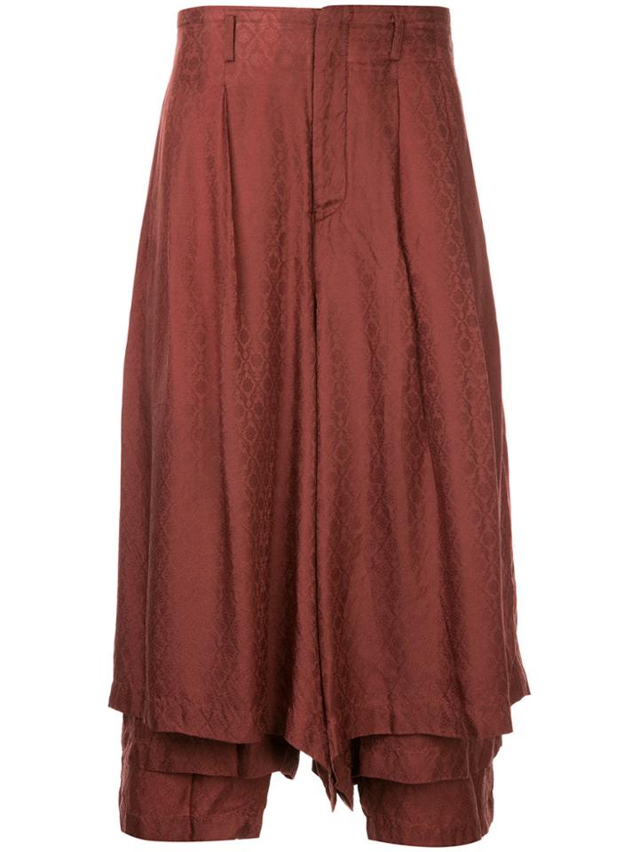 Comme Des Garçons Vintage Pleated Cropped Palazzo Pants - Red
