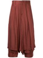 Comme Des Garçons Vintage Pleated Cropped Palazzo Pants - Red