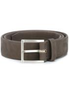 Orciani Square Buckle Belt, Men's, Size: 110, Grey, Leather/brass