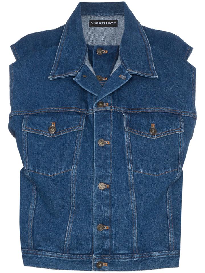 Y / Project Denim Sleeveless Jacket - Blue