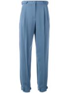 Emporio Armani - High Waisted Trousers - Women - Spandex/elastane/viscose - 48, Women's, Blue, Spandex/elastane/viscose