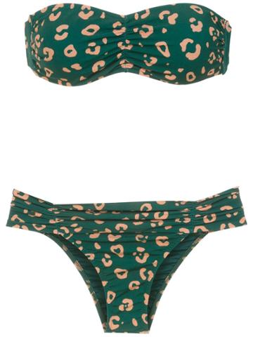 A.brand Biquini Tqc Franzido Onça - Est Onça Blue Fundo Verde - Green