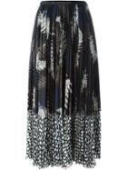 Sacai Printed Pleated Skirt, Women's, Size: 3, Black, Polyester/cupro/rayon