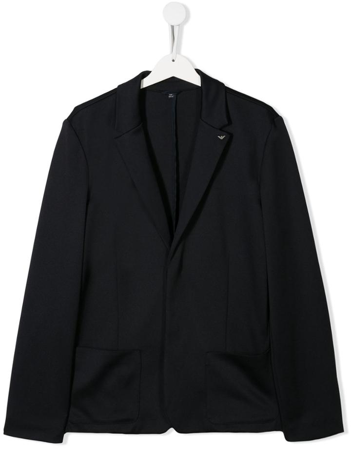 Emporio Armani Kids Teen Logo Twill Blazer - Blue
