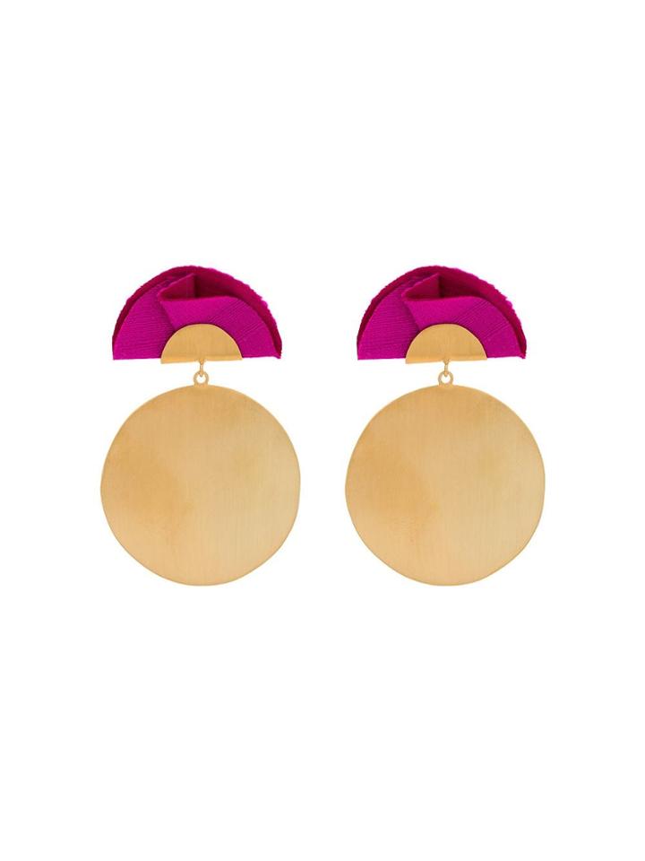 Katerina Makriyianni Pink Full Moon Silk And Metal Earrings