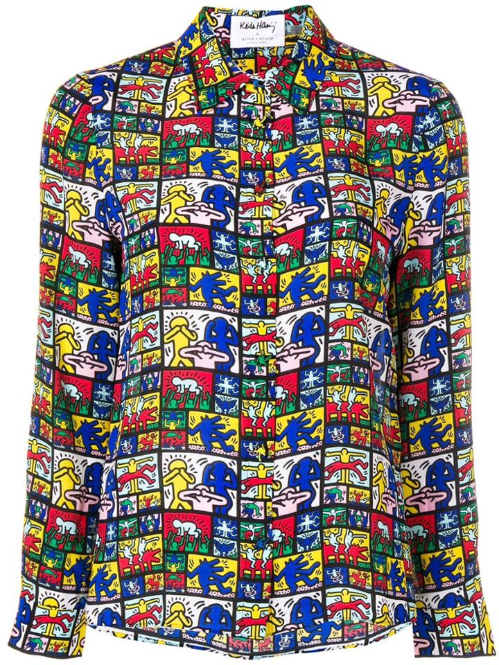 Alice+olivia Haring Collage Shirt - Black