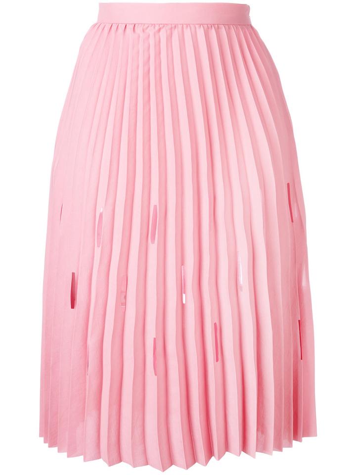 Marco De Vincenzo - Pleated Midi Skirt - Women - Polyester - 42, Pink/purple, Polyester