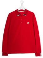 Moncler Kids Teen Striped Collar Polo Shirt - Red