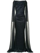 Talbot Runhof Sheer Cape Dress - Blue