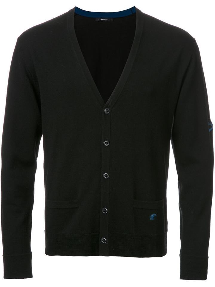 Loveless V Neck Cardigan, Men's, Size: 2, Black, Wool