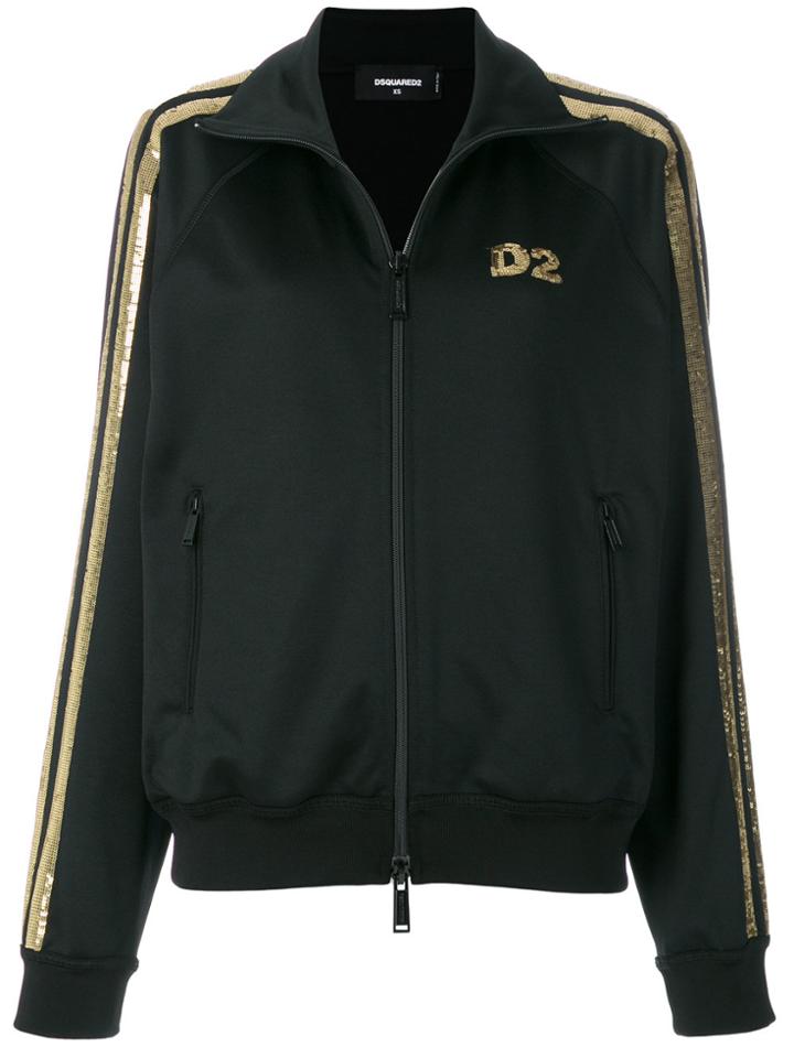 Dsquared2 Sequin Trim Track Top - Black