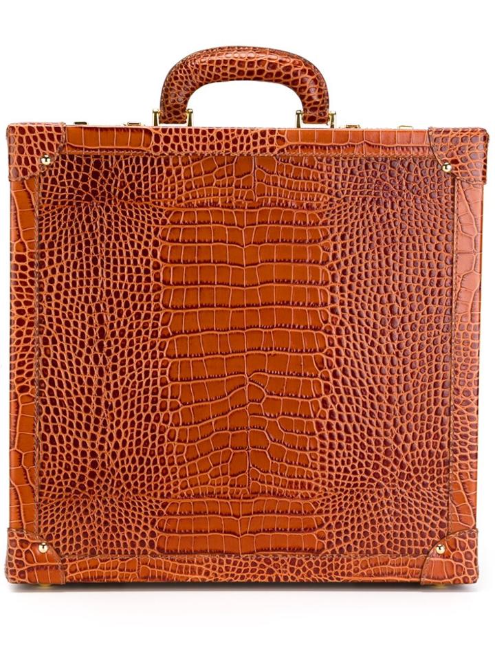 Family Affair Crocodile Effect Sunglasses Briefcase - Brown