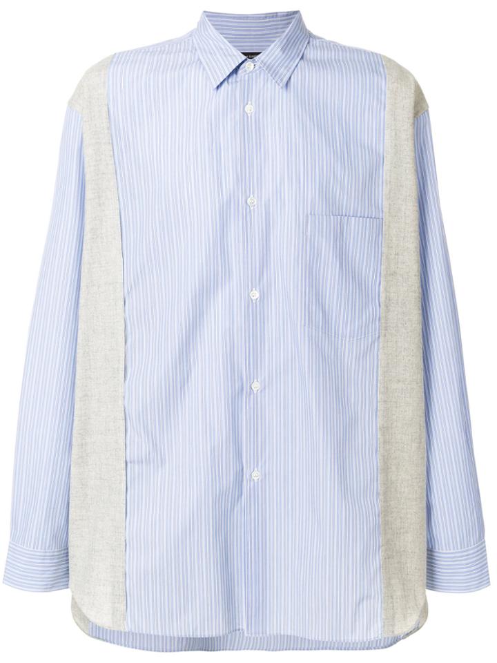 Comme Des Garçons Homme Plus Striped Patchwork Shirt - Blue