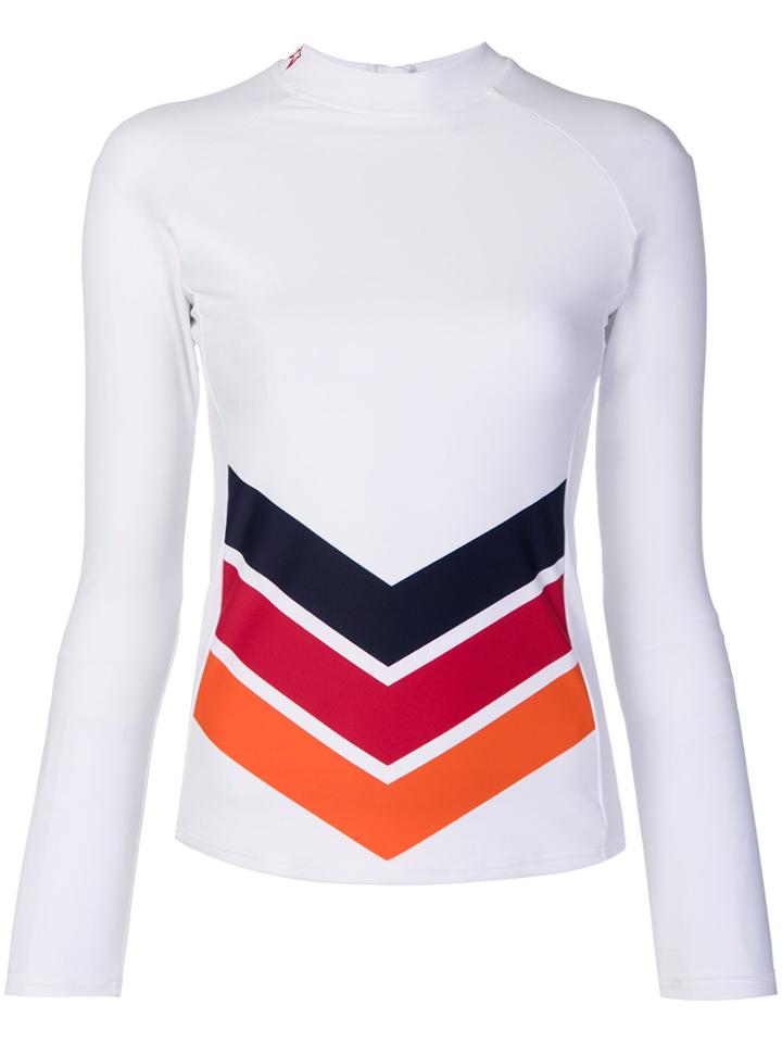 Perfect Moment Chevron Long Sleeve Rash Guard - White