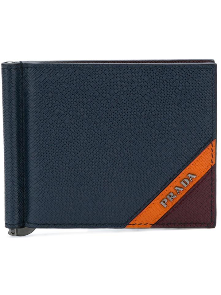 Prada Panelled Card Holder - Blue