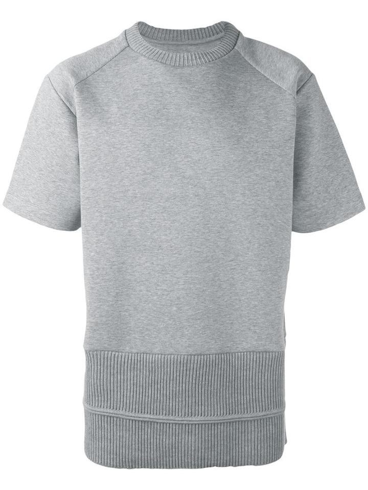 Juun.j Ribbed Hem T-shirt, Men's, Size: 46, Grey, Cotton/polyester/wool/acrylic