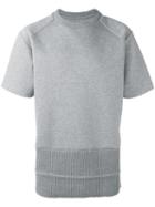 Juun.j Ribbed Hem T-shirt, Men's, Size: 46, Grey, Cotton/polyester/wool/acrylic