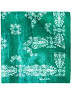 Kiton Bandana Print Pocket Square, Men's, Green, Silk