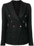 Tagliatore Check Double Breasted Blazer - Black