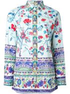 Etro Floral Print Shirt, Women's, Size: 42, Blue, Cotton/spandex/elastane